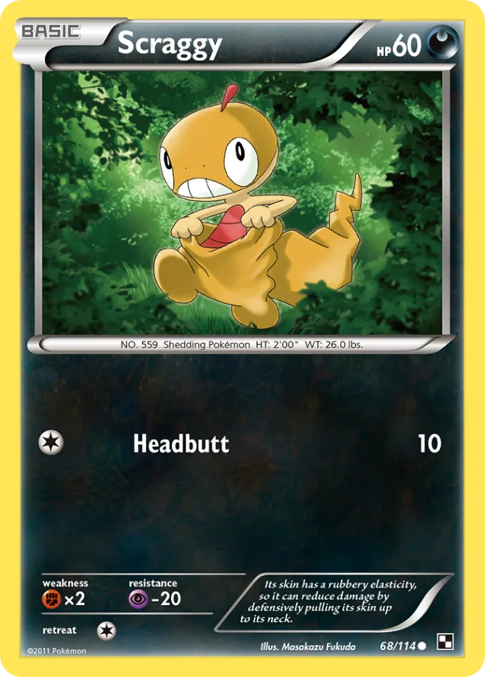 Scraggy #68 Black & White Pokemon card