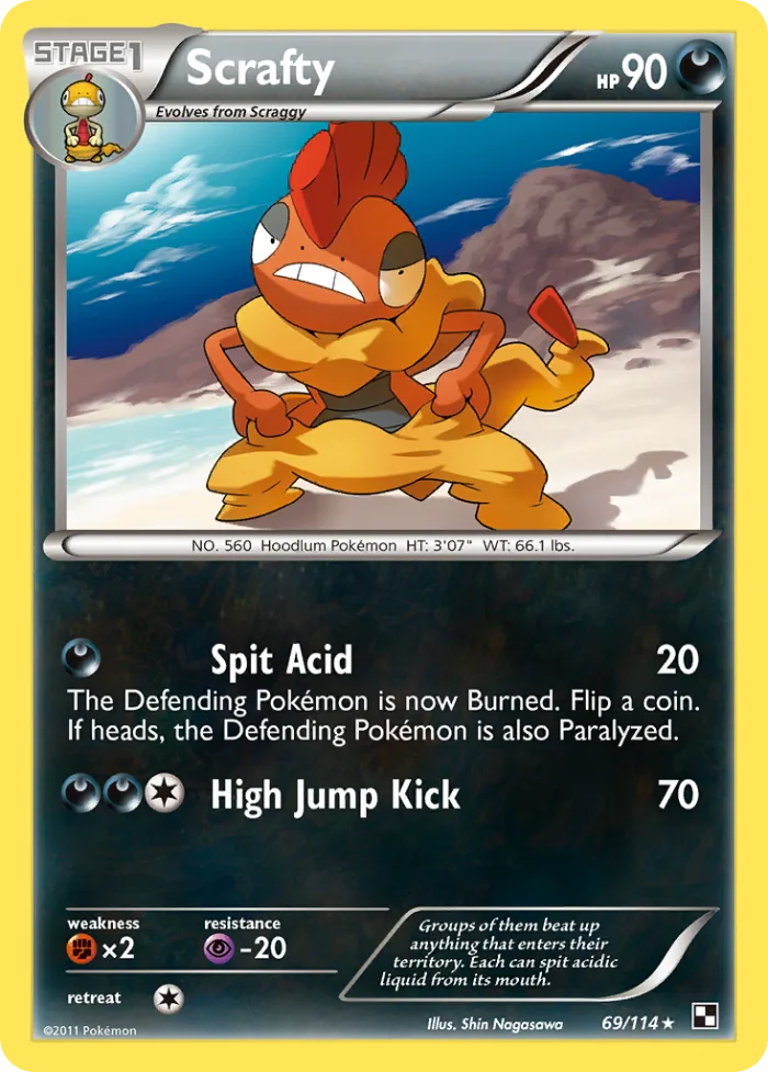 Scrafty #69 Black & White Pokemon card