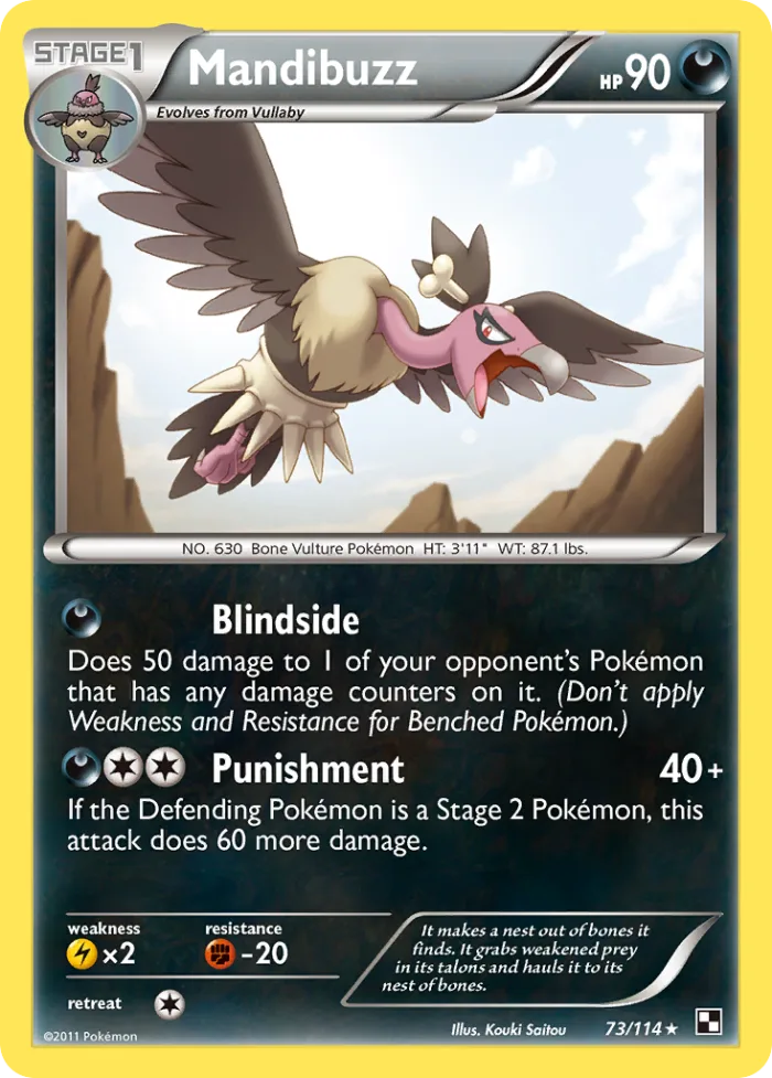 Mandibuzz #73 Black & White Pokemon card