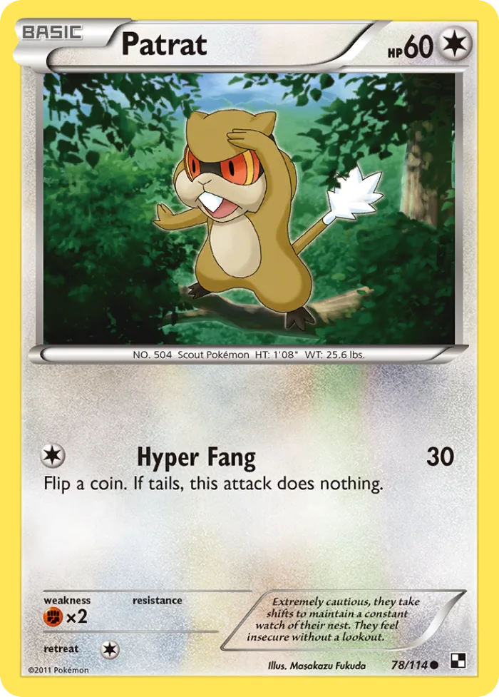 Patrat #78 Black & White Pokemon card