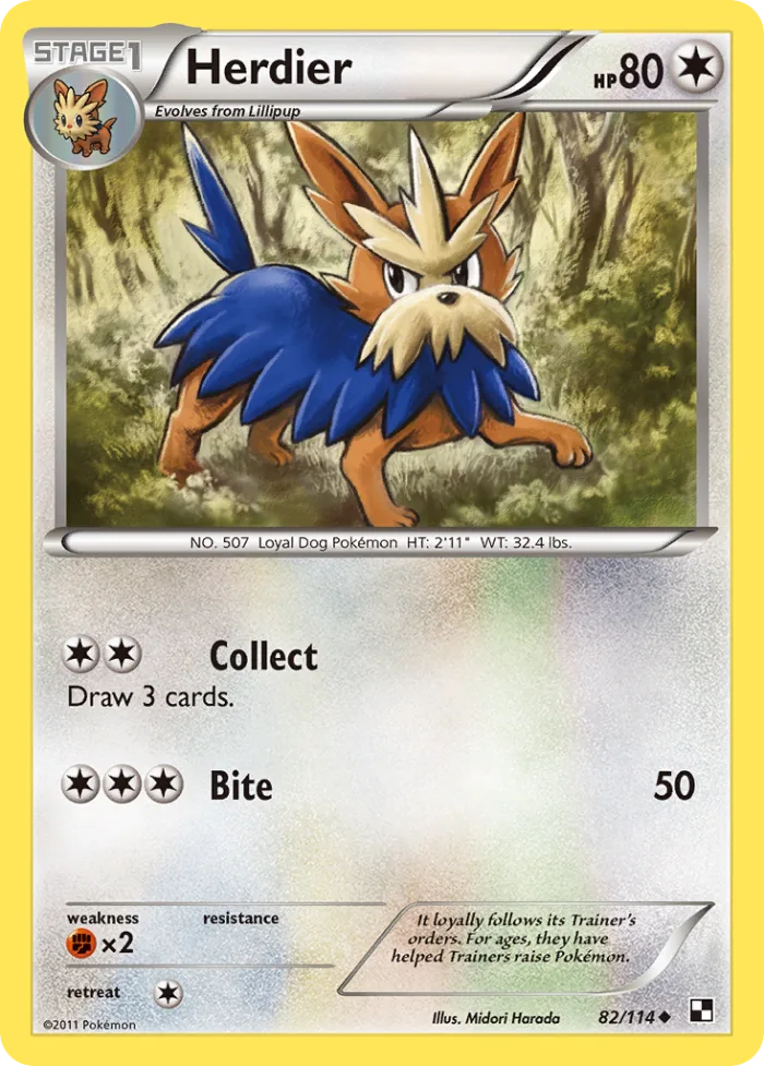 Herdier #82 Black & White Pokemon card