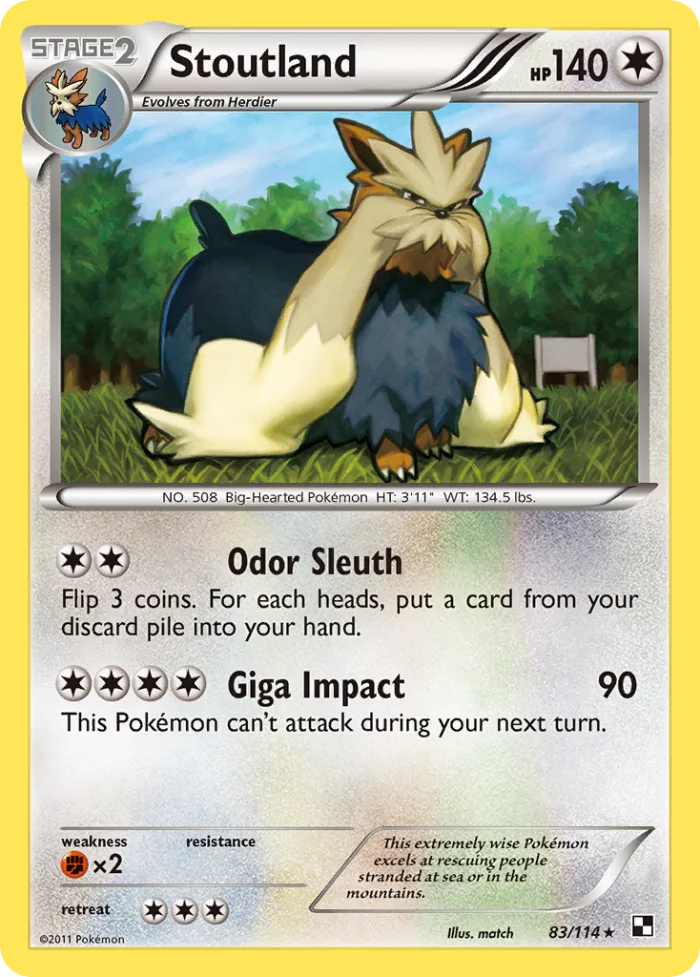 Stoutland #83 Black & White Pokemon card