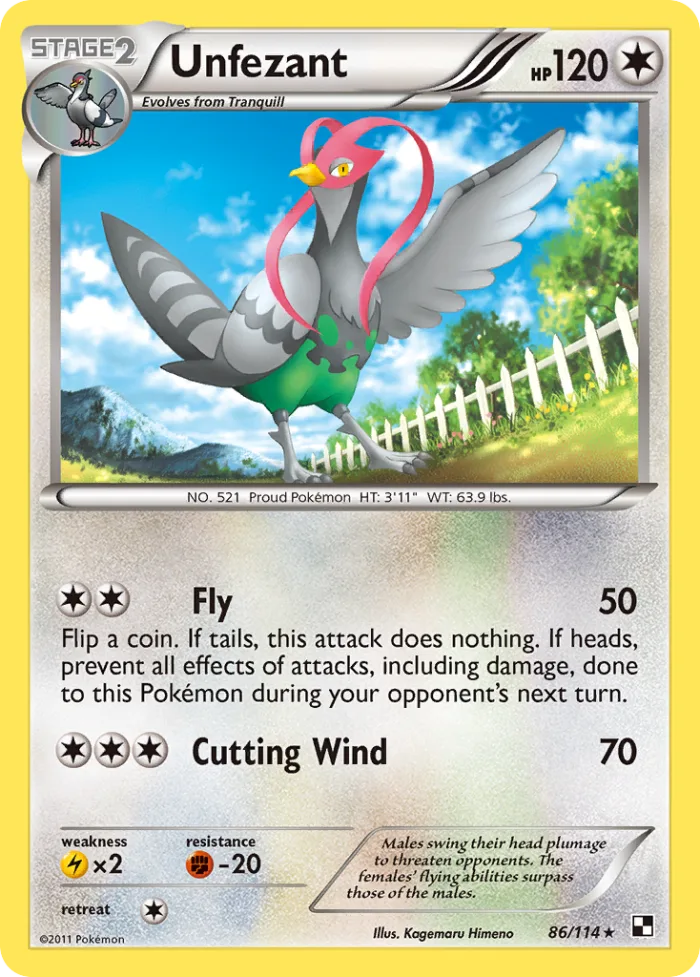 Unfezant #86 Black & White Pokemon card