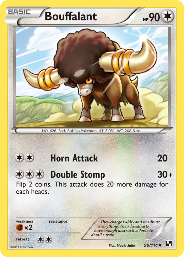 Bouffalant #90 Black & White Pokemon card