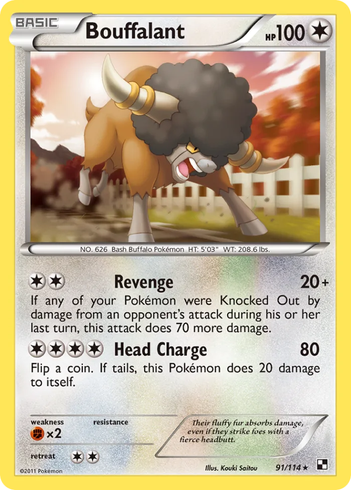 Bouffalant #91 Black & White Pokemon card