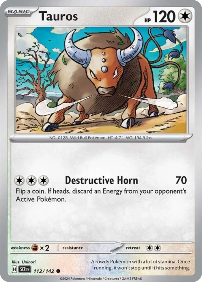 Tauros #112 Stellar Crown Pokemon card