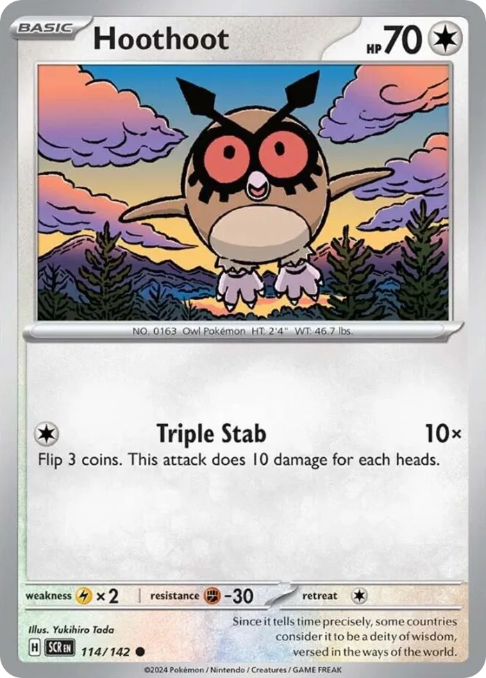 Hoothoot #114 Stellar Crown Pokemon card