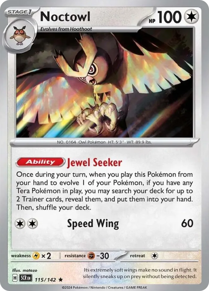 Noctowl #115 Stellar Crown Pokemon card