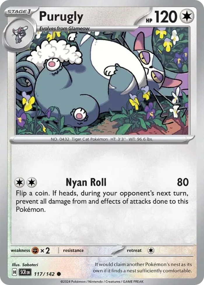 Purugly #117 Stellar Crown Pokemon card