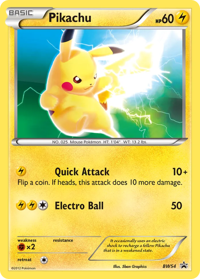 Pikachu #BW54 BW Black Star Promos Pokemon card
