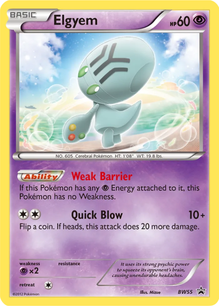Elgyem #BW55 BW Black Star Promos Pokemon card