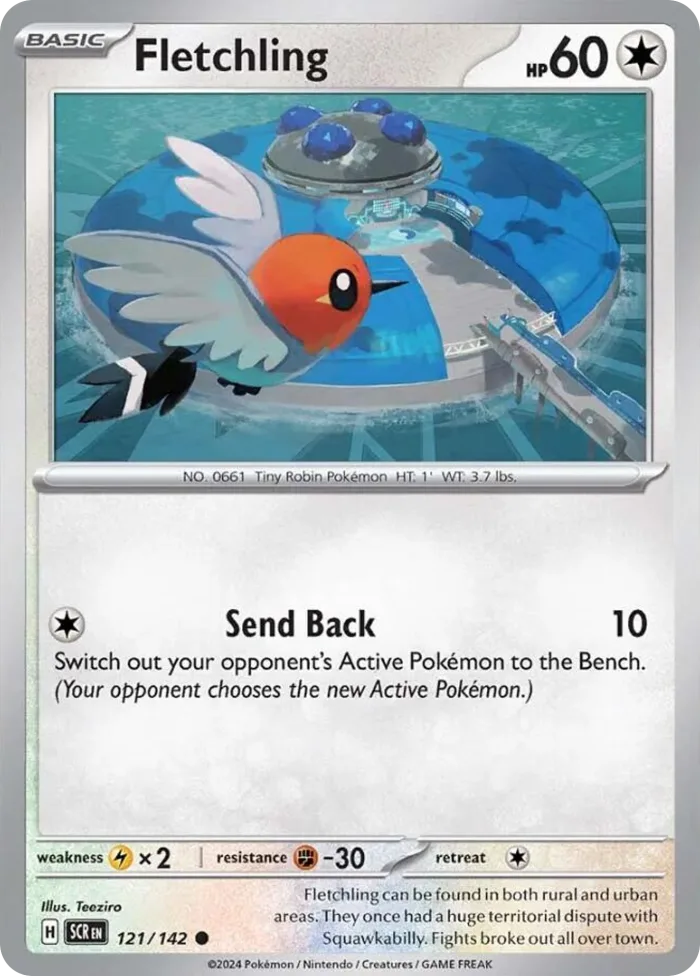 Fletchling #121 Stellar Crown Pokemon card