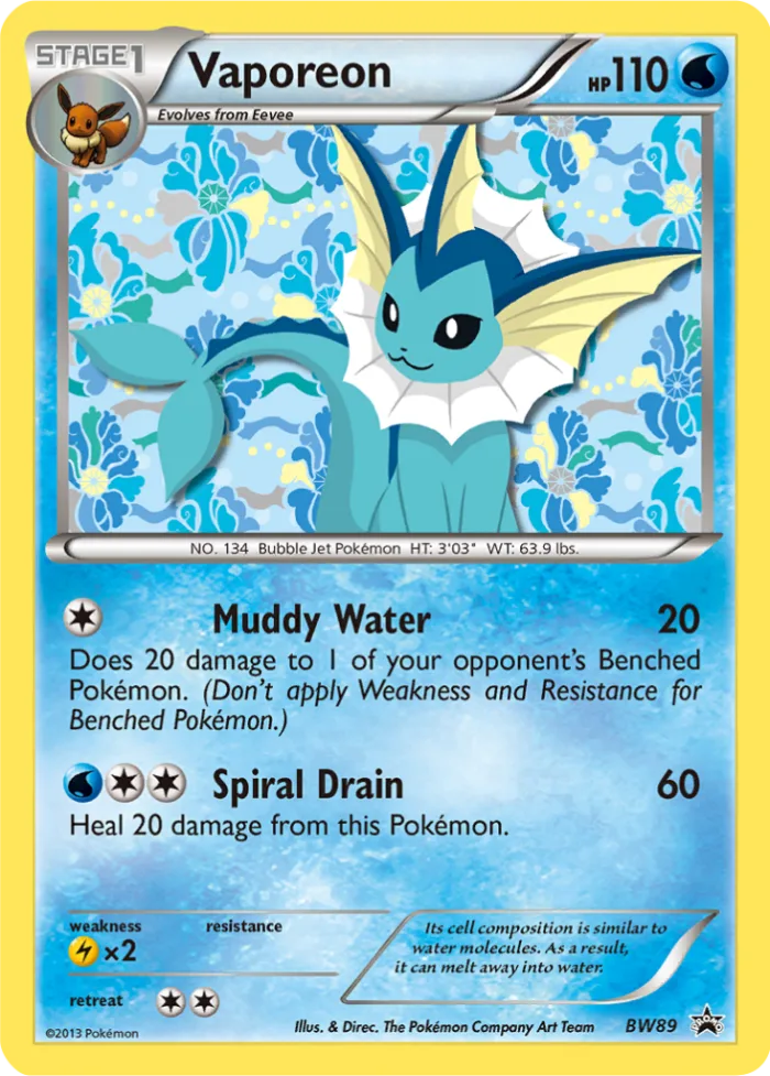 Vaporeon #BW89 BW Black Star Promos Pokemon card