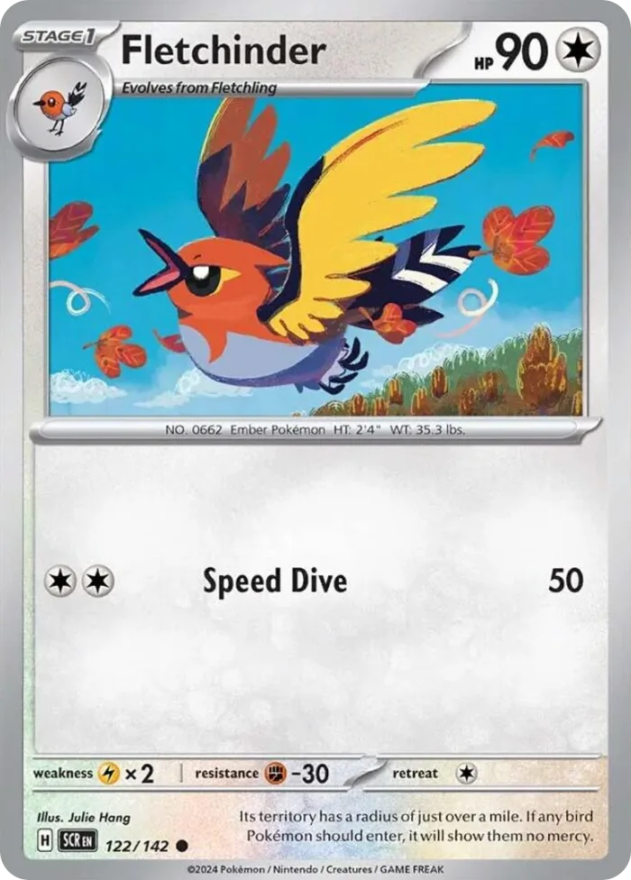 Fletchinder #122 Stellar Crown Pokemon card