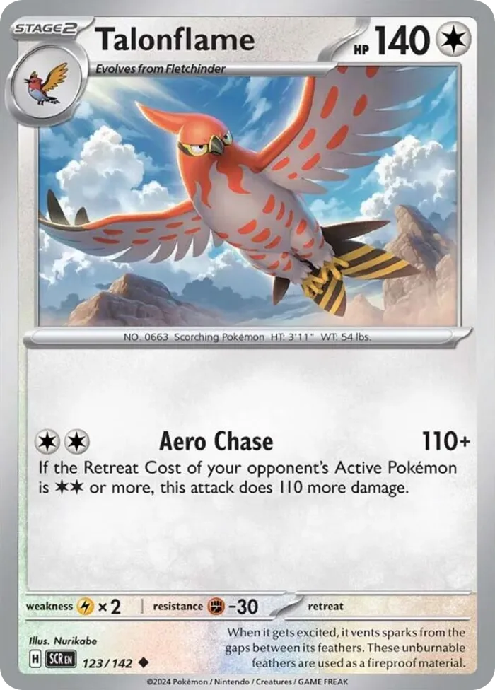 Talonflame #123 Stellar Crown Pokemon card