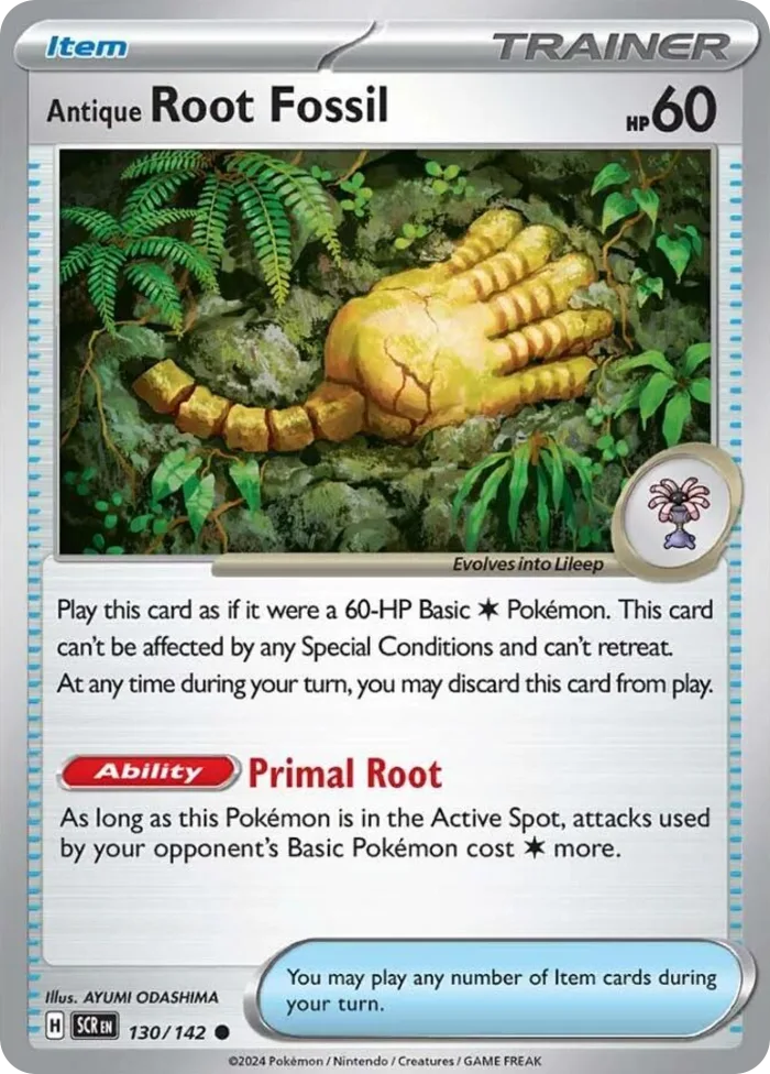 Antique Root Fossil #130 Stellar Crown Pokemon card