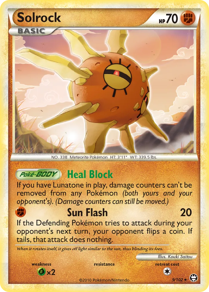 Solrock #9 HS—Triumphant Pokemon card