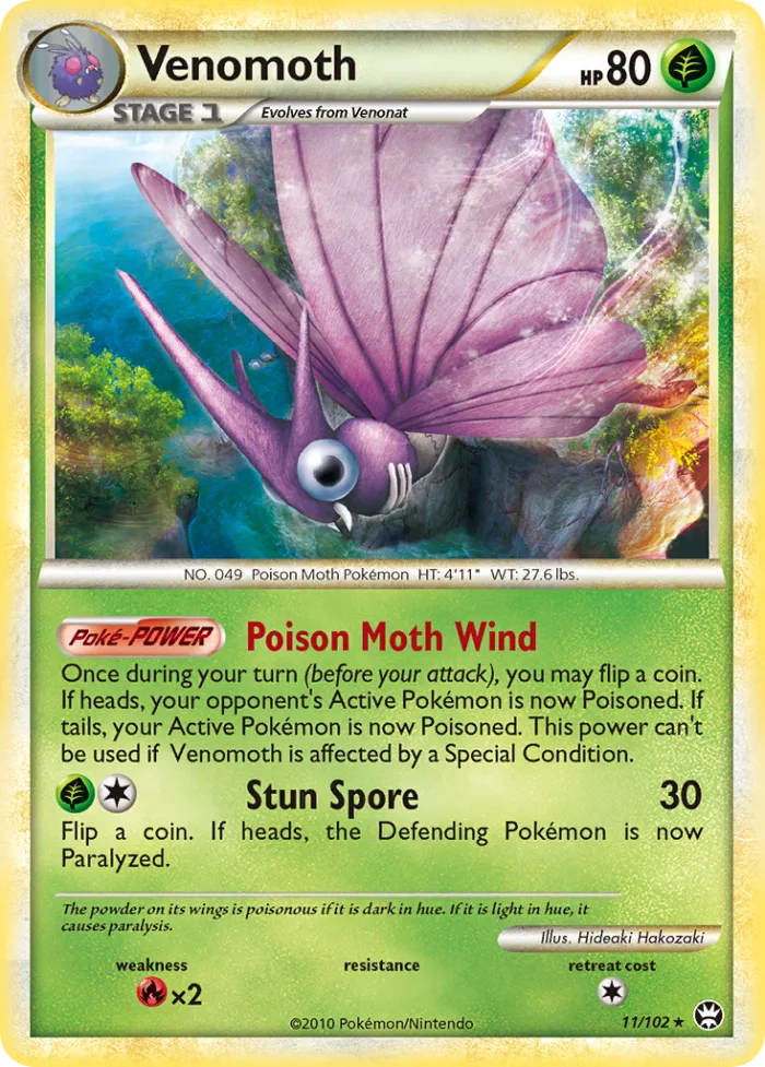 Venomoth #11 HS—Triumphant Pokemon card