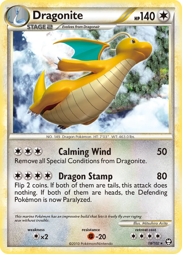 Dragonite #18 HS—Triumphant Pokemon card