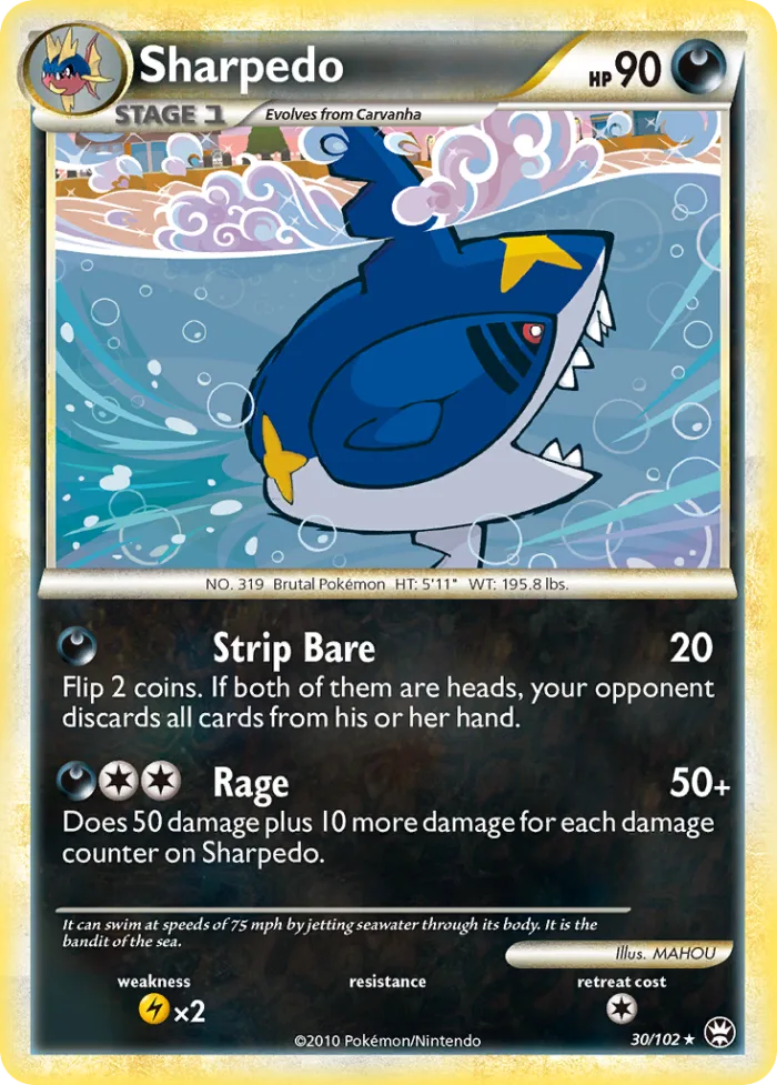 Sharpedo #30 HS—Triumphant Pokemon card