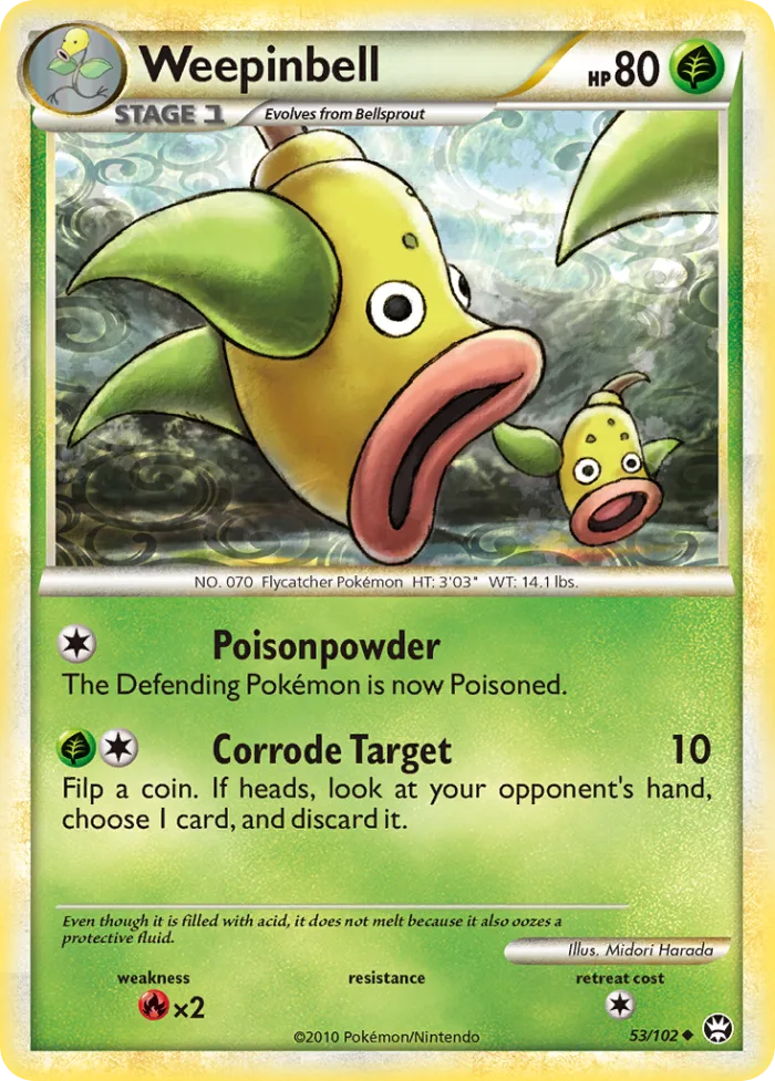 Weepinbell #53 HS—Triumphant Pokemon card