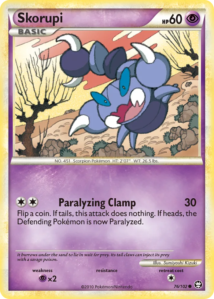 Skorupi #76 HS—Triumphant Pokemon card