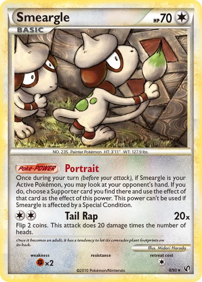 Smeargle #8 HS—Undaunted Pokemon card