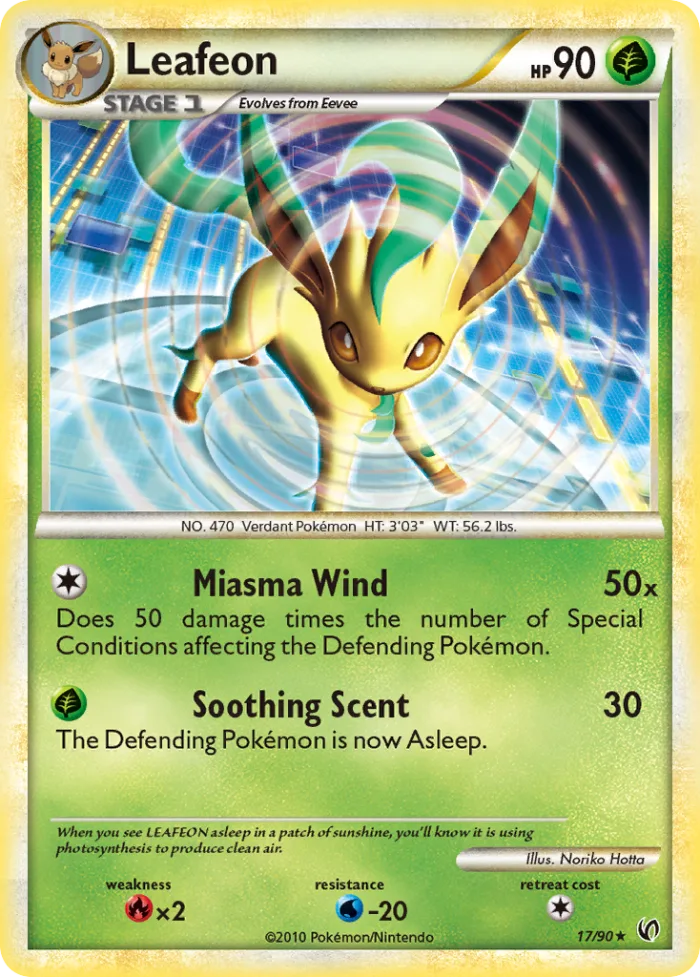 Leafeon #17 HS—Undaunted Pokemon card