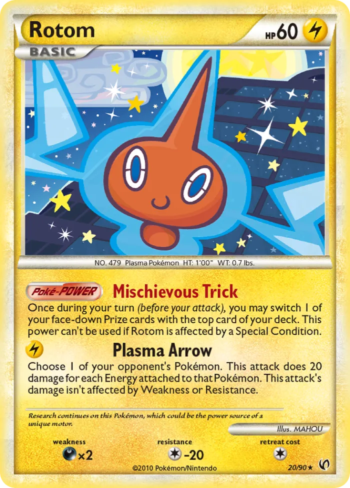 Rotom #20 HS—Undaunted Pokemon card