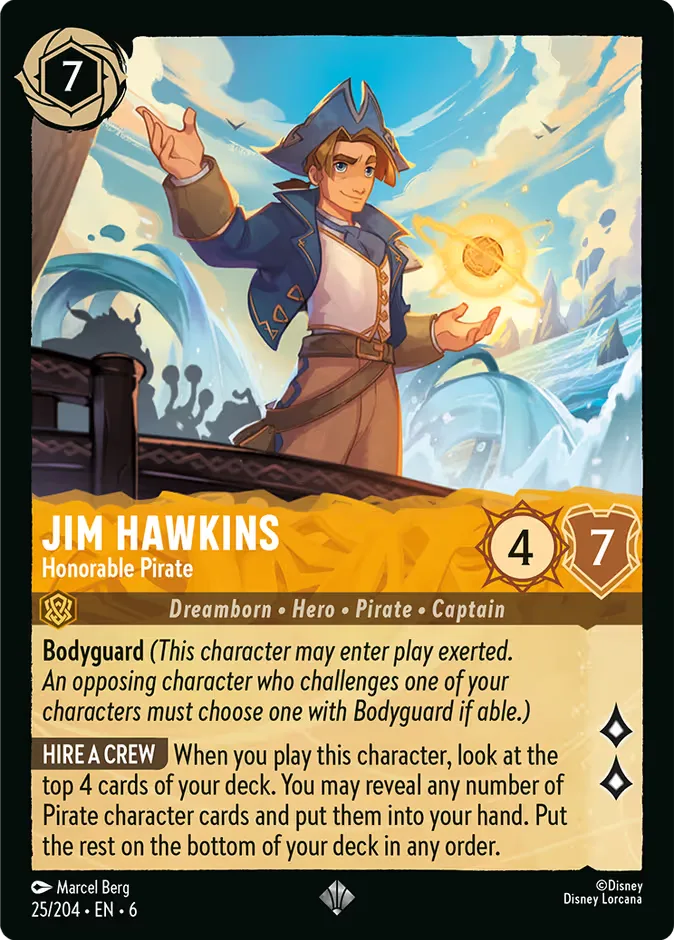 Jim Hawkins #25 Azurite Sea Disney Lorcana card