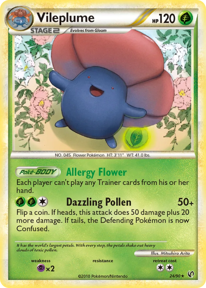 Vileplume #24 HS—Undaunted Pokemon card