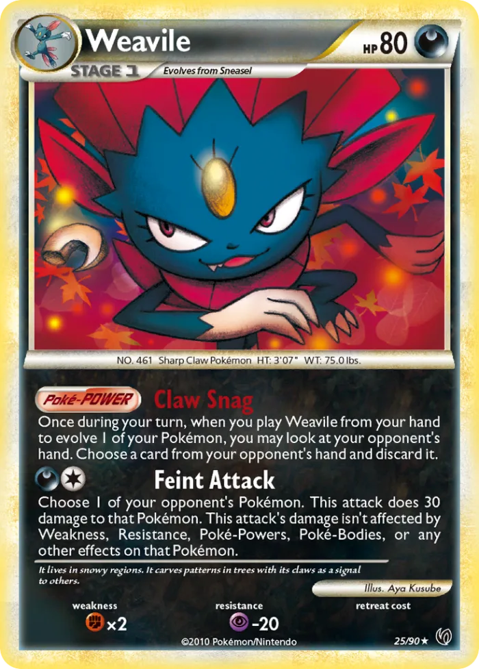 Weavile #25 HS—Undaunted Pokemon card