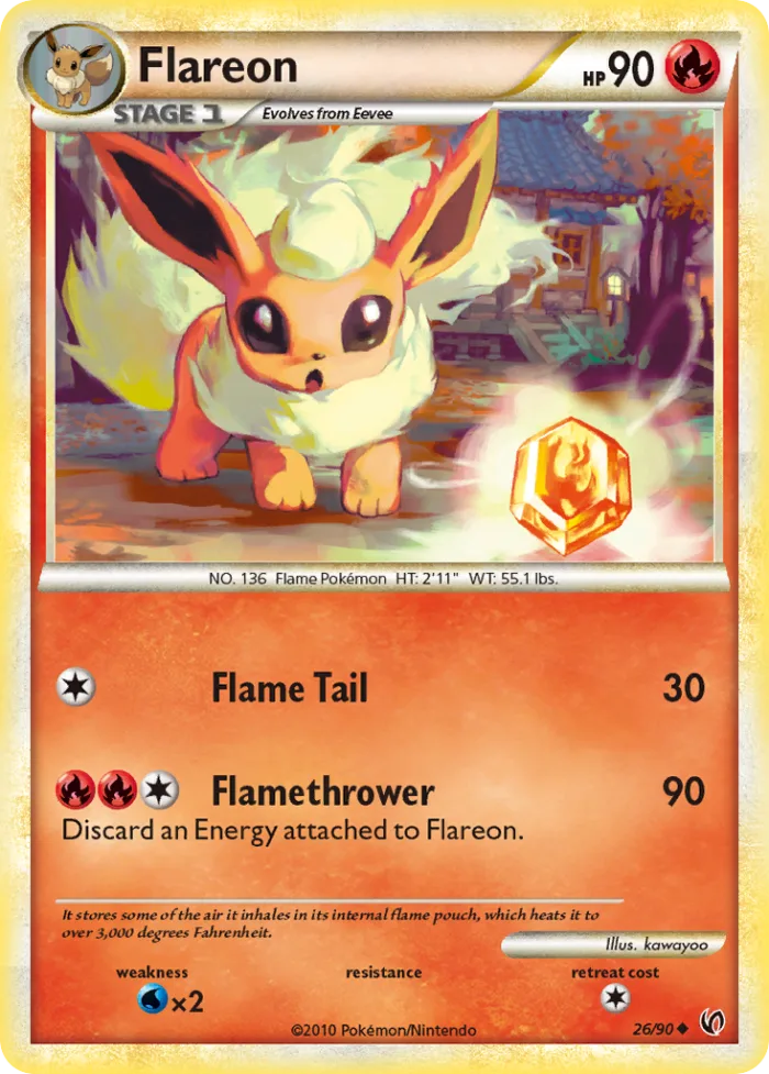 Flareon #26 HS—Undaunted Pokemon card