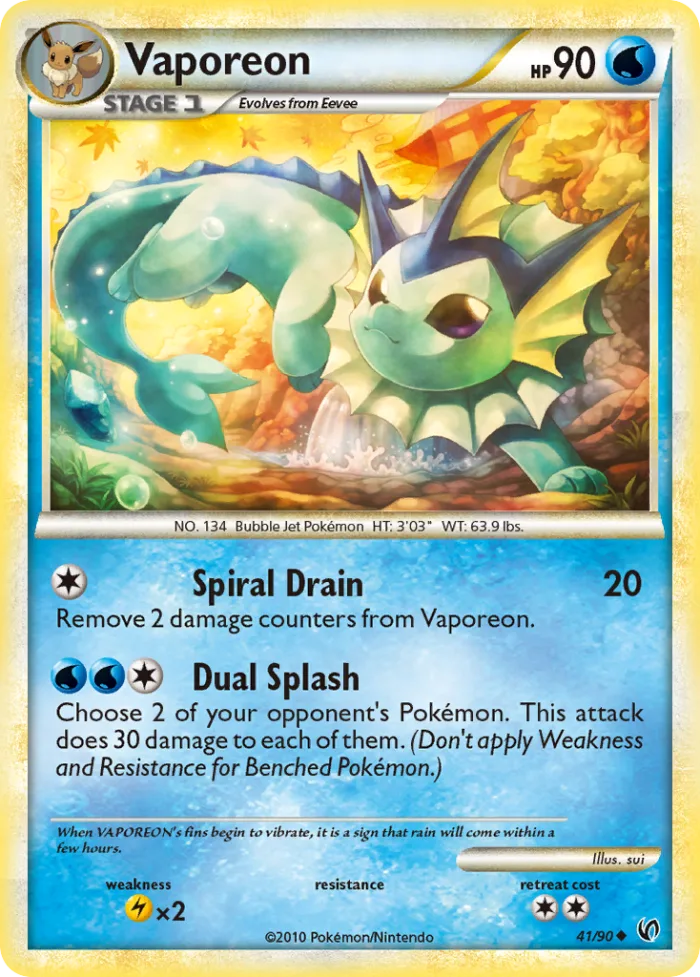 Vaporeon #41 HS—Undaunted Pokemon card