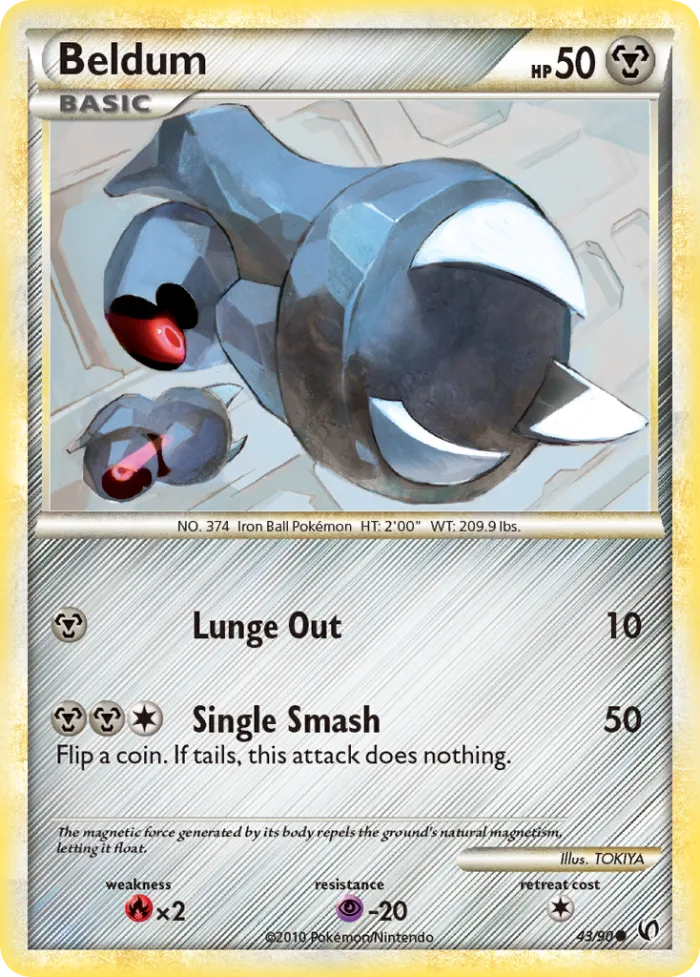 Beldum #43 HS—Undaunted Pokemon card