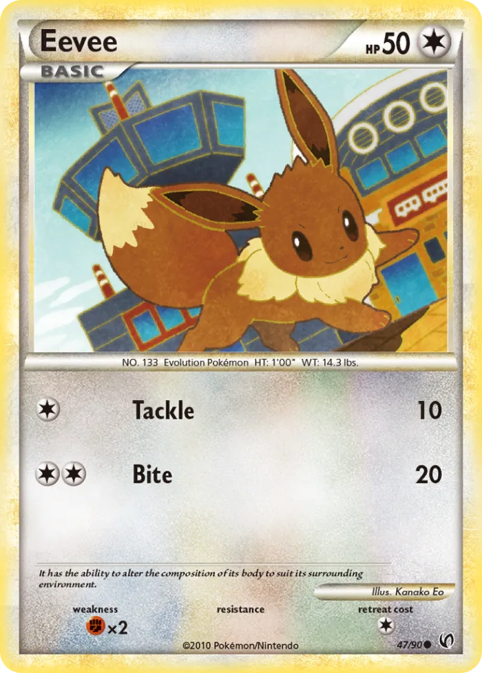 Eevee #47 HS—Undaunted Pokemon card