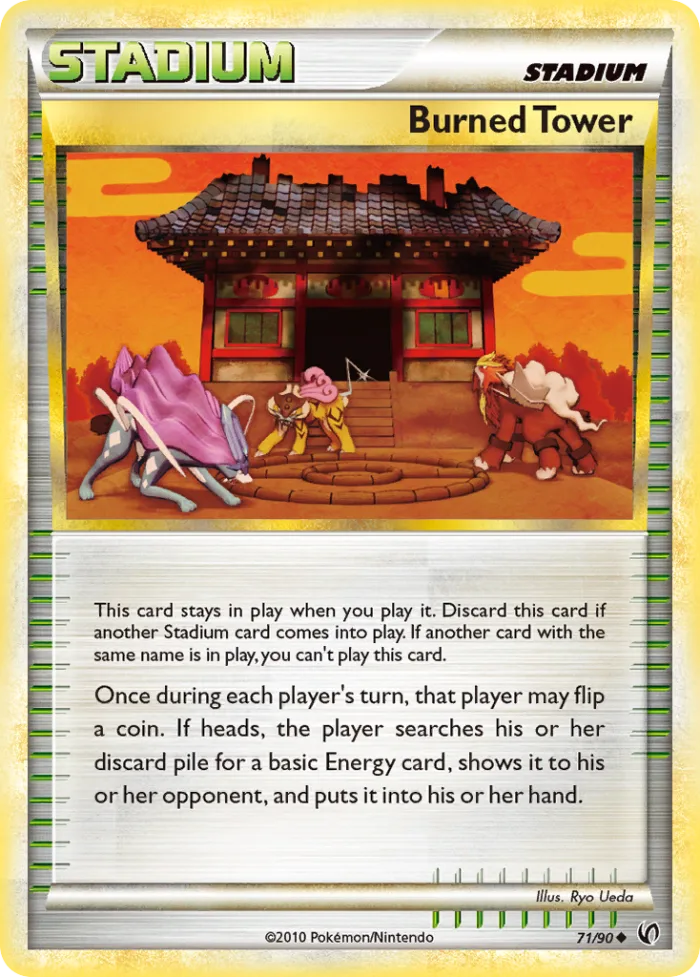 Burned Tower #71 HS—Undaunted Pokemon card