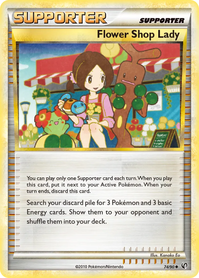 Flower Shop Lady #74 HS—Undaunted Pokemon card