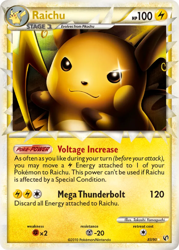 Raichu #83 HS—Undaunted Pokemon card