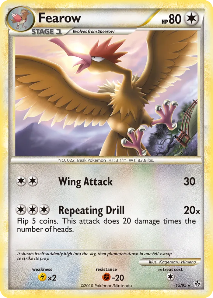 Fearow #15 HS—Unleashed Pokemon card