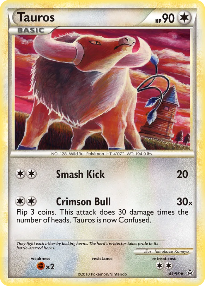 Tauros #41 HS—Unleashed Pokemon card