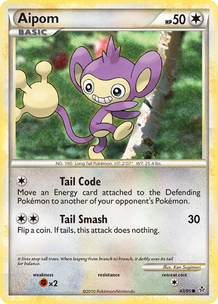 Aipom #43 HS—Unleashed Pokemon card