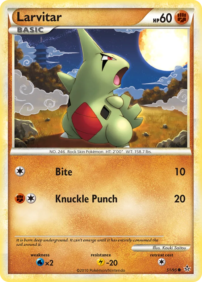 Larvitar #51 HS—Unleashed Pokemon card