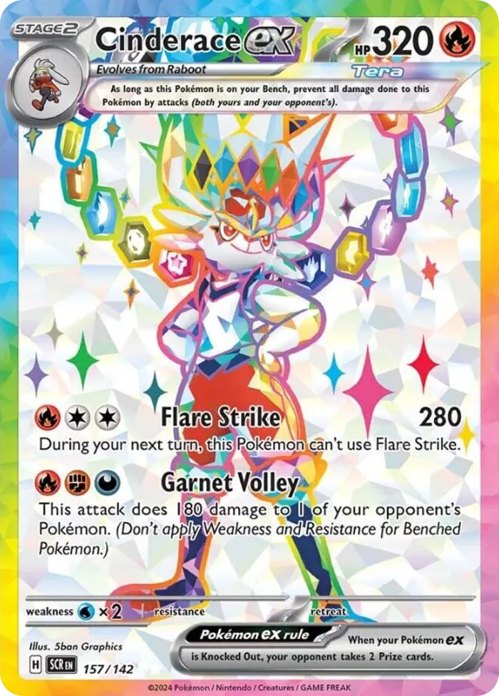 Cinderace ex #157 Stellar Crown Pokemon card