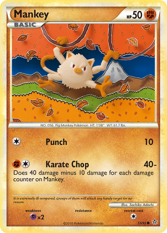 Mankey #53 HS—Unleashed Pokemon card