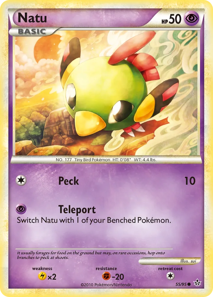 Natu #55 HS—Unleashed Pokemon card
