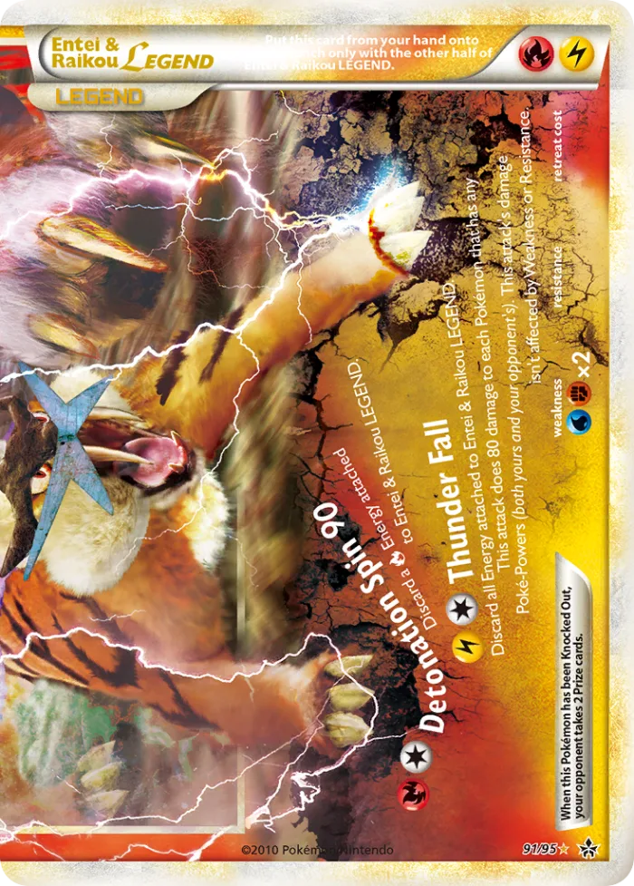 Entei & Raikou LEGEND #91 HS—Unleashed Pokemon card