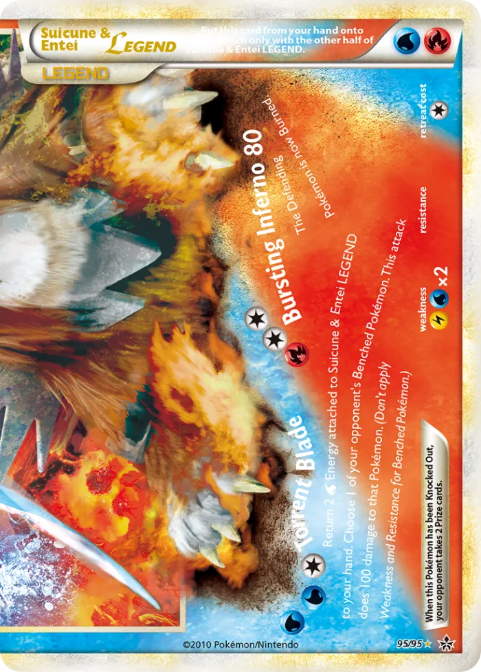 Suicune & Entei LEGEND #95 HS—Unleashed Pokemon card