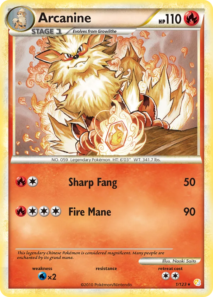 Arcanine #1 HeartGold & SoulSilver Pokemon card