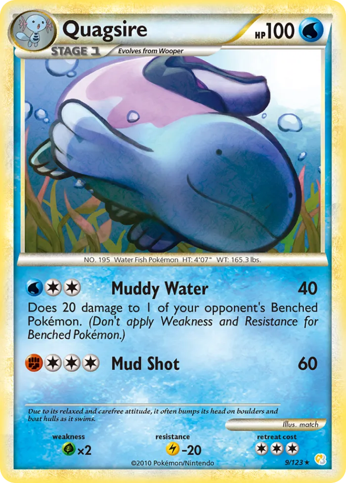 Quagsire #9 HeartGold & SoulSilver Pokemon card